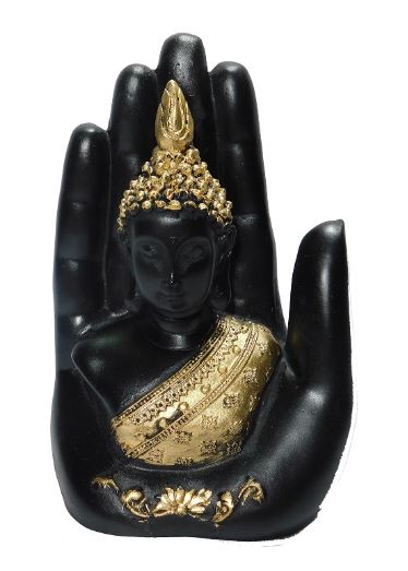 Gautam Buddha Idol Showpiece Polyresin Black Stone Finish