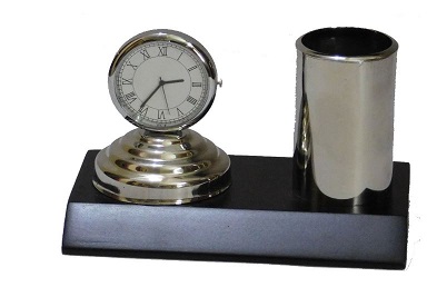 Table Clock with Pen Stand Metal showpiece || Gift Item || Home Decor || Indoor Decor || Table Decor || Birthday Gift Item