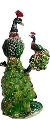 Peacock with Designer Metal Stones Metallic Multicolor showpiece
