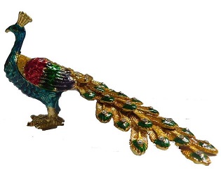 Peacock with Designer Metal Stones Metallic Multicolor showpiece